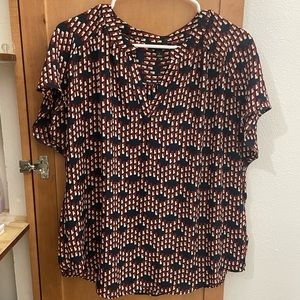 Banana Republic, Red / White / Blue Geometric Blouse - L